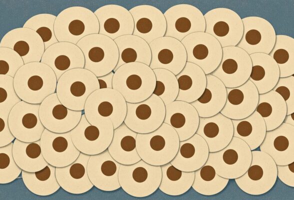Drawing of the most covered song, shown as many identical records