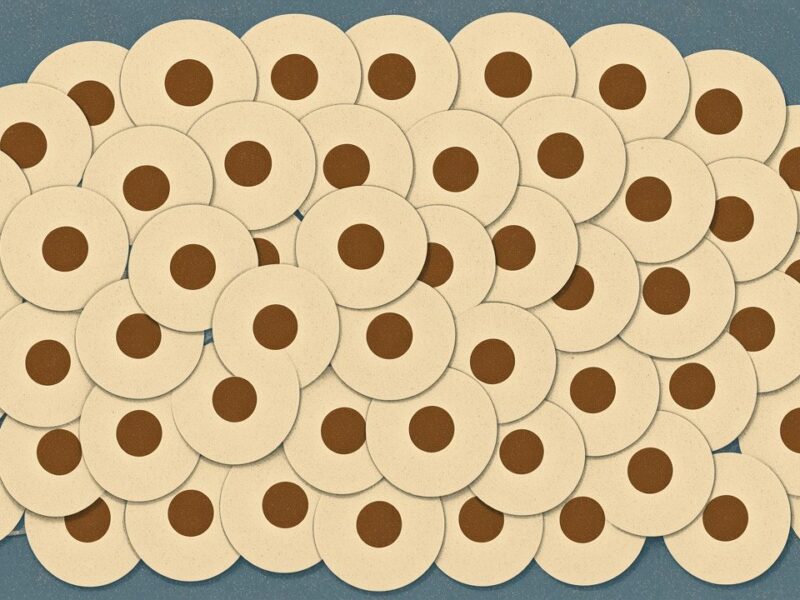 Drawing of the most covered song, shown as many identical records